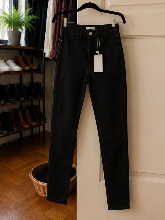 Mango Denim - Mango High-Rise Black Skinny Jeans